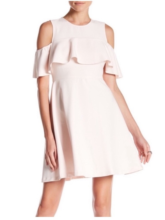 Nanette Lepore Dresses & Skirts - Nanette Lepore Blush Cold-Shoulder Ruffle Dress